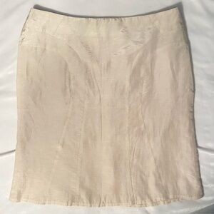 Oltre Made in Italy Flax Blend Cream Fit Flare Pencil Skirt 12 Ivory Fitted
